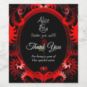 Gothic Red Roses and Black Wine Bottle Label Wijn Etiket (Enkel label)