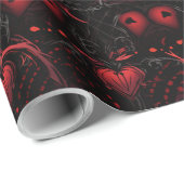 Gothic Red Roses and Red Hearts Cadeaupapier (Rol Hoek)