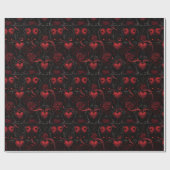 Gothic Red Roses and Red Hearts Cadeaupapier (Vlak)
