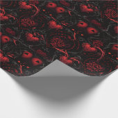 Gothic Red Roses and Red Hearts Cadeaupapier (Hoek)