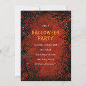 Gothic Red Roses Black Vines Halloween Party Kaart (Voorkant)