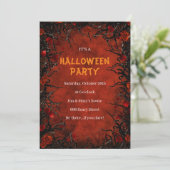 Gothic Red Roses Black Vines Halloween Party Kaart (Staand voorkant)
