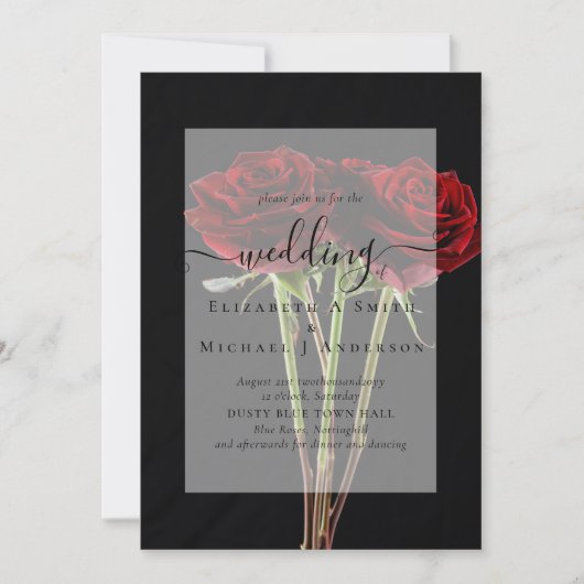 Gothic Red Roses Gothic Wedding Invite (Voorkant)