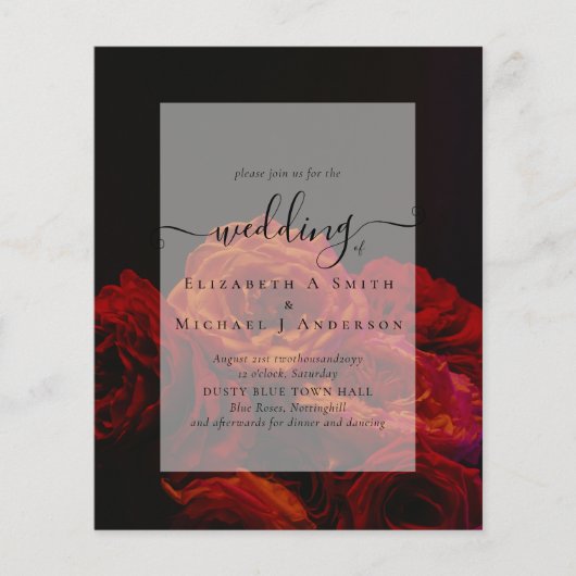 Gothic Red Roses Gothic Wedding Invite Flyer (Voorkant)