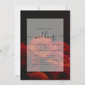 Gothic Red Roses Gothic Wedding Invite Kaart (Voorkant)