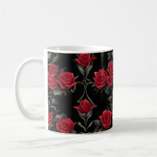 Gothic Red Roses op zwart #2 Mok