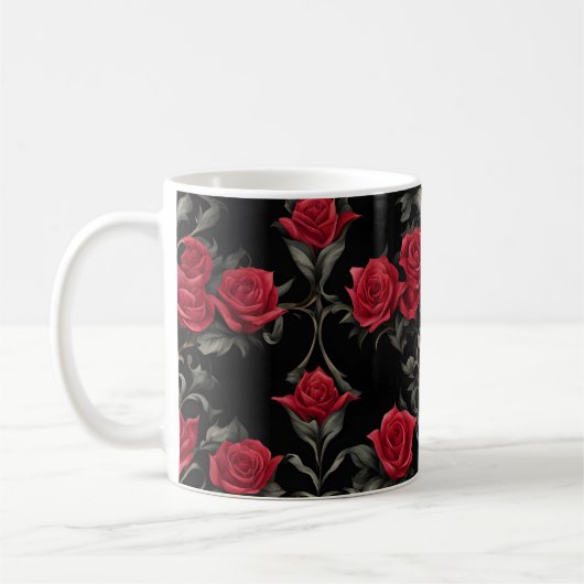 Gothic Red Roses op zwart #2 Mok (Links)