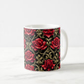 Gothic Red Roses op zwart #4 Koffiemok (Voorkant rechts)