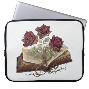 Gothic Red Roses & Open Boek Laptop Tas