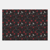 Gothic Red Roses Red Chain Heart and White Crow Inpakpapier Vel (Voorkant)