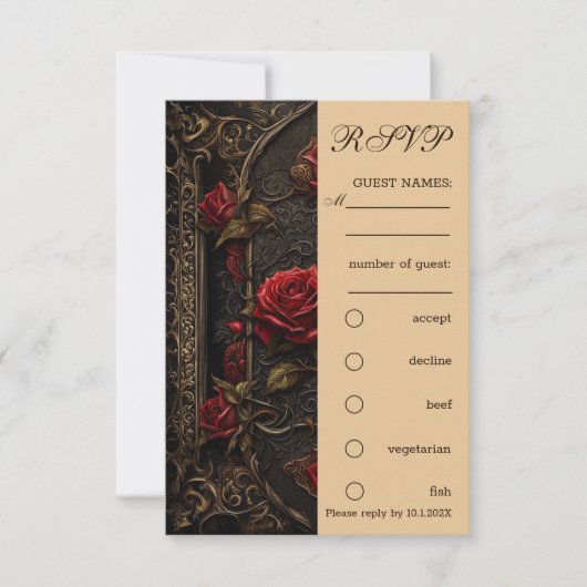 Gothic Red Rose's RSVP Kaart (Voorkant)