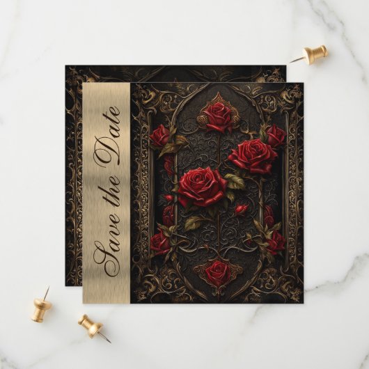 Gothic Red Rose's Save The Date (Voorkant / Achterkant in situ)