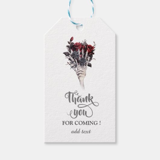 Gothic Red Roses Skelet Cadeaulabel (Voorkant)