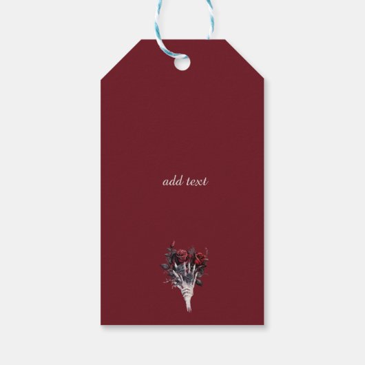 Gothic Red Roses Skelet Cadeaulabel (Achterkant)