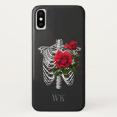  Gothic Red Roses Skeleton Monogram Case-Mate iPhone Case (Achterkant)
