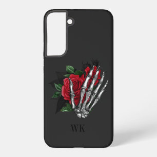  Gothic Red Roses Skeleton Monogram Samsung Galaxy Hoesje
