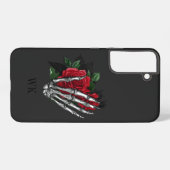  Gothic Red Roses Skeleton Monogram Samsung Galaxy Hoesje (Achterkant horizontaal)