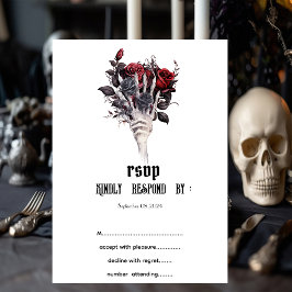 Gothic Red Roses Skeleton RSVP Kaart