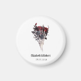 Gothic Red Roses Skeleton Wedding Magneet