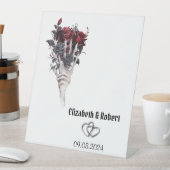 Gothic Red Roses Skeleton Wedding Reclamebord Met Voetstuk (Insitu)