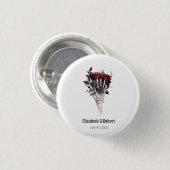 Gothic Red Roses Skeleton Wedding Ronde Button 3,2 Cm (Voorkant /achterkant)