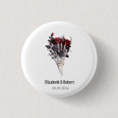 Gothic Red Roses Skeleton Wedding Ronde Button 3,2 Cm (Voorkant)