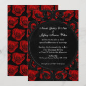Gothic Red Roses Victoriaans bruiloft uitnodiging (Voorkant / Achterkant)