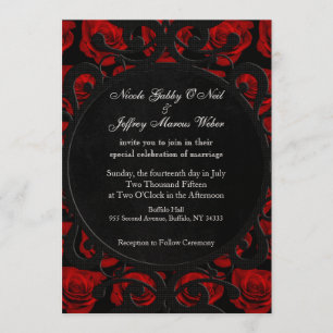 Gothic Red Roses Victoriaans bruiloft uitnodiging