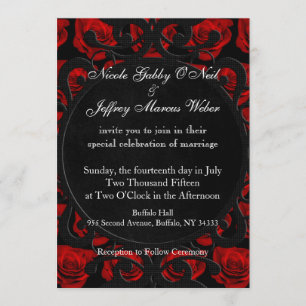 Gothic Red Roses Victoriaans bruiloft uitnodiging
