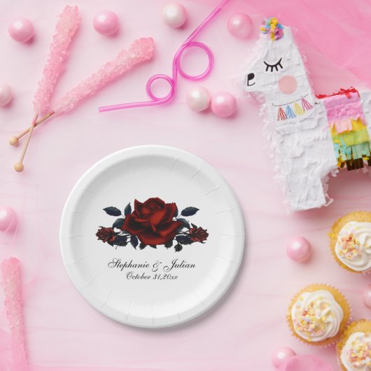 Gothic Red Roses Wedding Paper Bord (Feest)