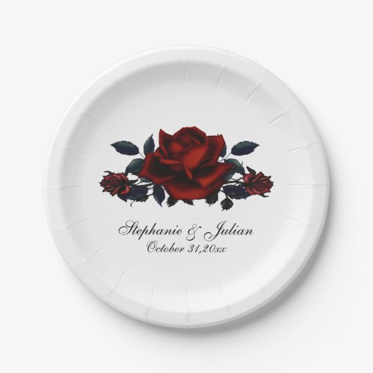 Gothic Red Roses Wedding Paper Bord (Voorkant)