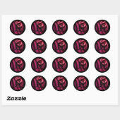 Gothic Red Satin Fabric Vampy Black Monogram Gothi Ronde Sticker (Vel)