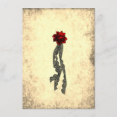 Gothic Red Silk and Gold Skulls Wedding Informatiekaartje (Achterkant)