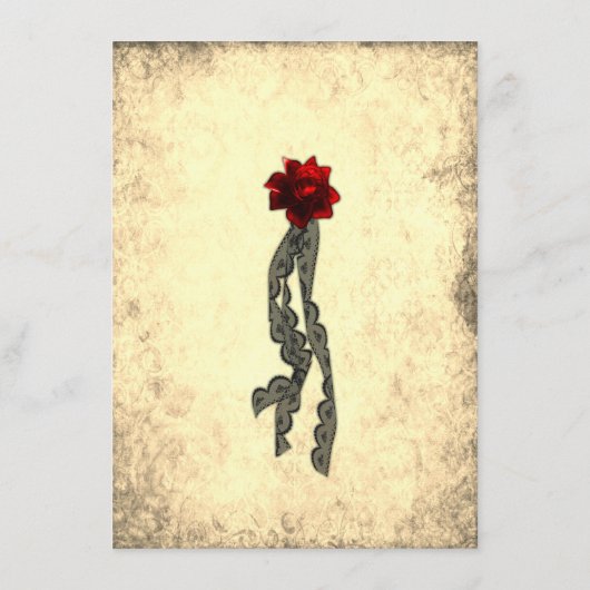 Gothic Red Silk and Gold Skulls Wedding Informatiekaartje (Achterkant)