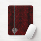 Gothic Red Silver Heart Damask Muismat (Met muis)