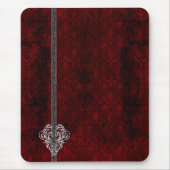 Gothic Red Silver Heart Damask Muismat (Voorkant)