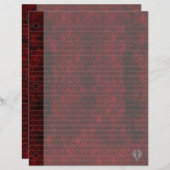 Gothic Red Silver Heart Damask Notitieboek Paper (Voorkant / Achterkant)