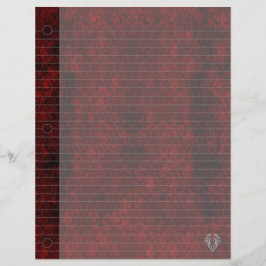 Gothic Red Silver Heart Damask Notitieboek Paper