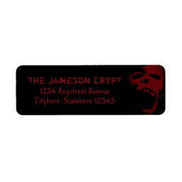 Gothic Red Skeleton Skull Halloween Return Address Etiket