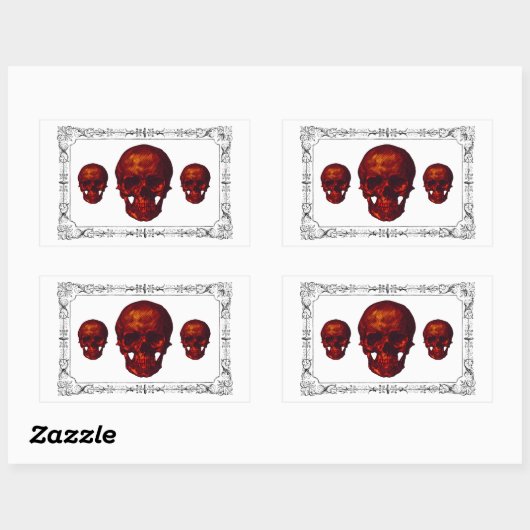 Gothic Red Skulls Rechthoekige Sticker (Vel)
