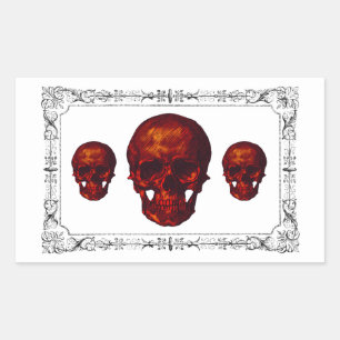 Gothic Red Skulls Rechthoekige Sticker