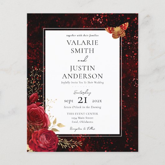 Gothic Red Splatter Floral Wedden All in One Fly (Voorkant)