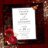 Gothic Red Splatter Floral Wedding All in One Kaart
