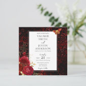 Gothic Red Splatter Floral Wedding All in One Kaart (Staand voorkant)