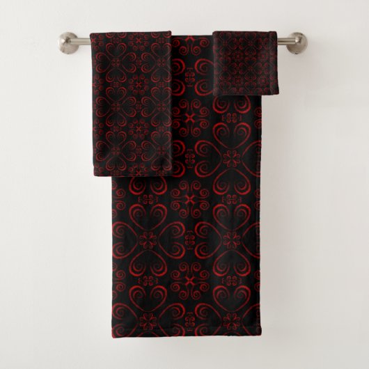 Gothic Red Swirls Bad Handdoek (Insitu)