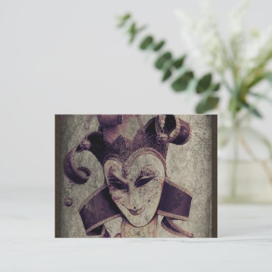 Gothic Renaissance Evil Clown Joker Briefkaart (Staand voorkant)