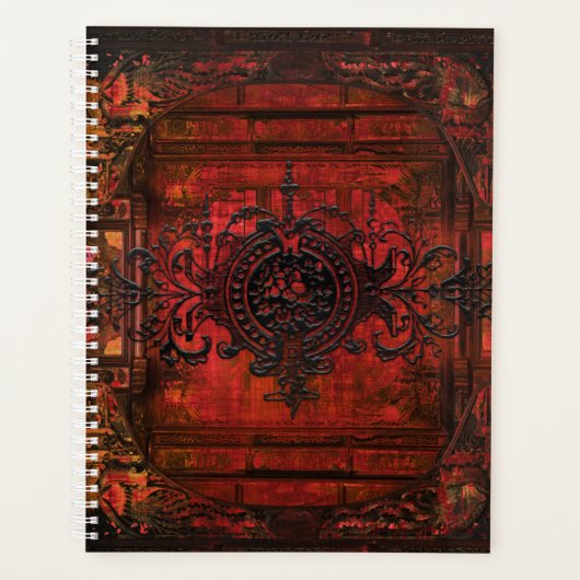 Gothic Renaissance Red Faux Leather Ancient Tome Planner (Voorkant)