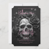 Gothic Retro Adult Halloween Party Skull Pink Kaart (Voorkant)