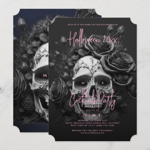 Gothic Retro Adult Halloween Party Skull Pink Kaart
