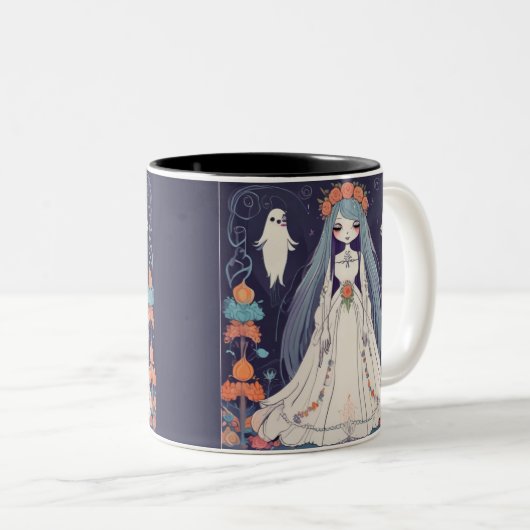 Gothic Reverie Ghost Bride Tweekleurige Koffiemok (Voorkant rechts)